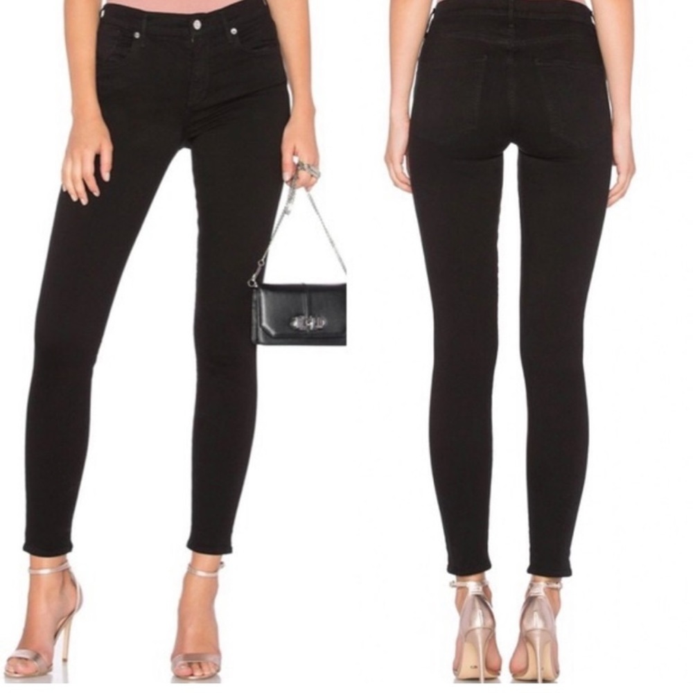 Agolde womans Sophie High Rise Ankle Skinny Jeans Black Size 25